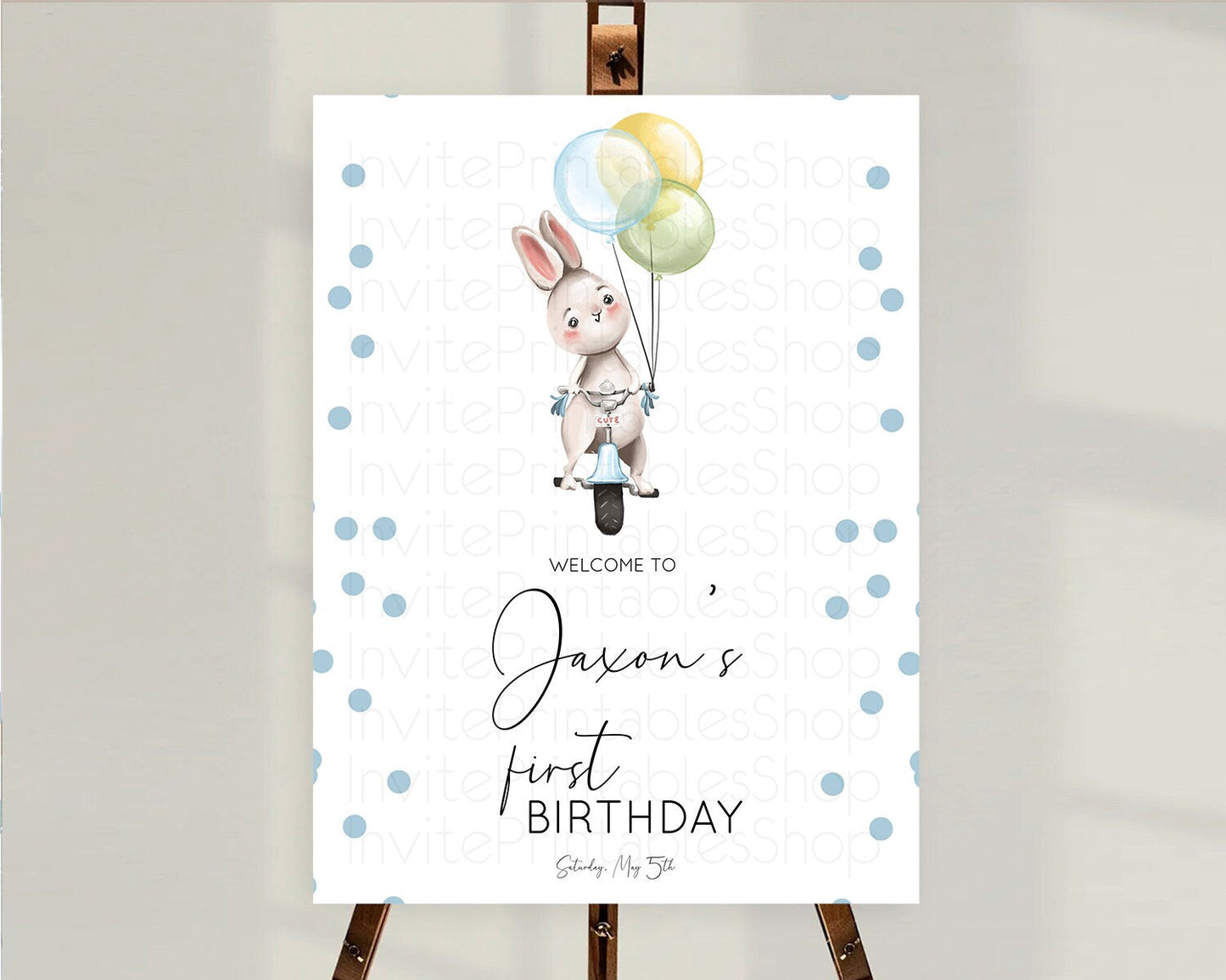 Bunny Welcome Sign Bunny Balloon Welcome Board Colorful Pastel Confetti Bunny Welcome Poster Sprinkles First Birthday Welcome Sign D10783