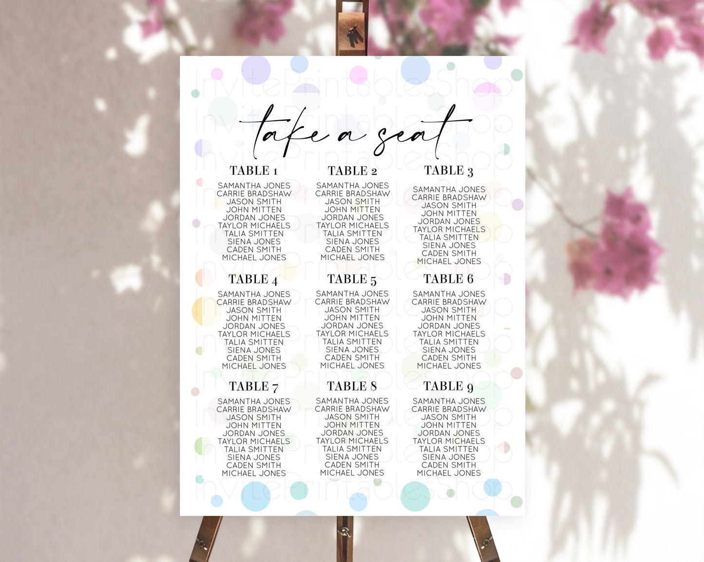 Pastel Seating Chart Pastel Confetti Seating Chart Bubbles Sprinkles Seating Sign Colorful Rainbow Decor Confetti Seating Board D10135