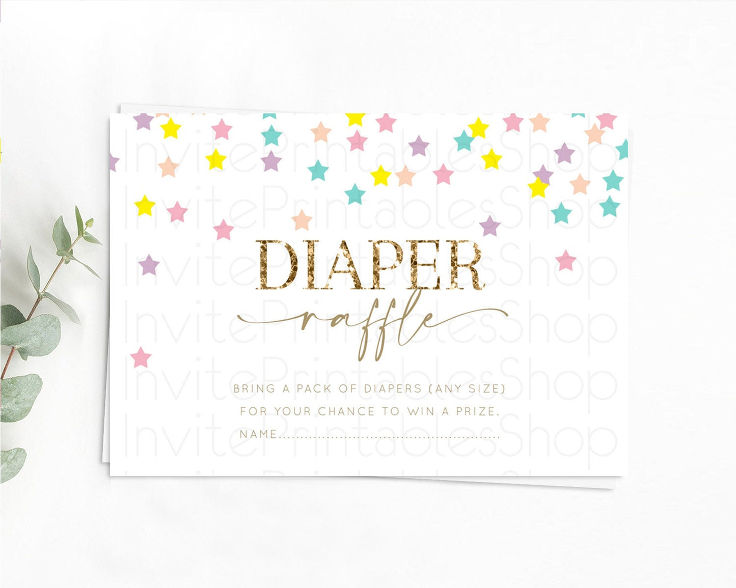 Pastel Star Diaper Raffle Card Shooting Star Diaper Raffle Insert Twinkle Little Star Diaper Ticket Rainbow Confetti Raffle Game D10601