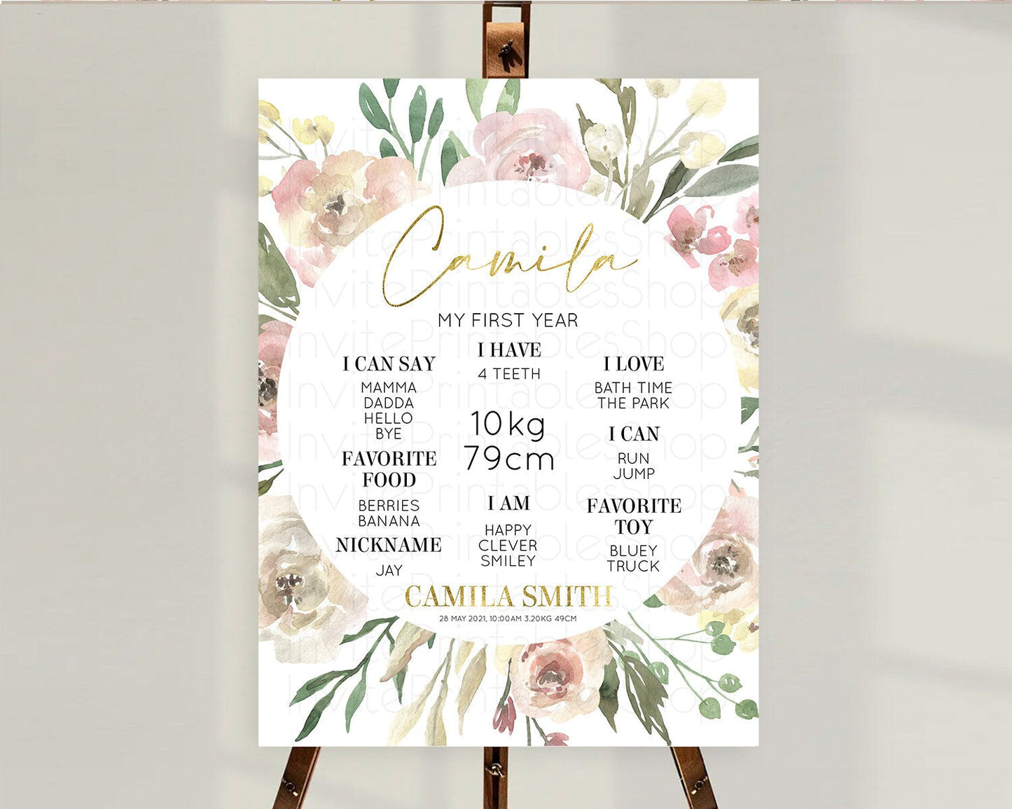 Secret Garden Milestone Board Wildflower First Birthday Milestone Poster Pastel Flowers Milestone Boho Wildflower 1st Birthday Sign D10202