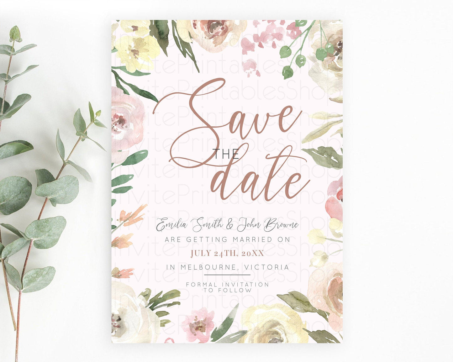 Wildflower Save The Date Template Secret Garden Save The Date Pastel Floral Garden Party Boho Flowers Birthday Baby Shower Wedding D10192