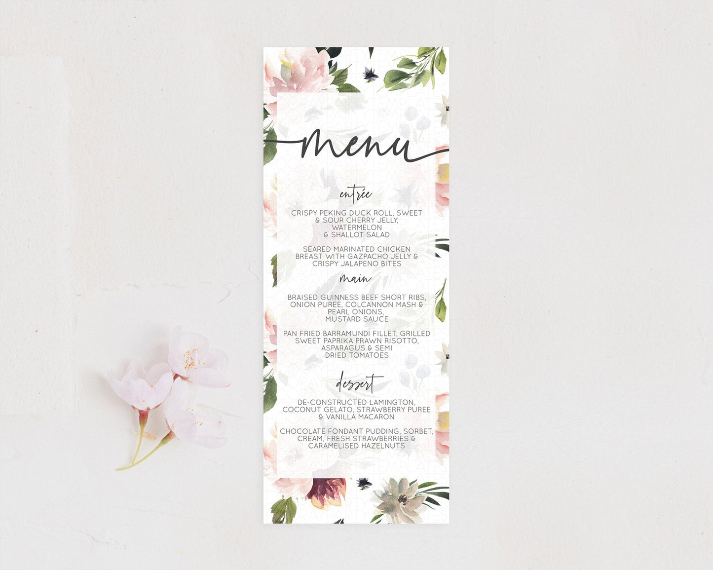 Secret Garden Menu Wildflower Menu Template Pastel Flower Garden Table Decor Boho Floral Dinner Dessert Floral Party Food Menu D10538