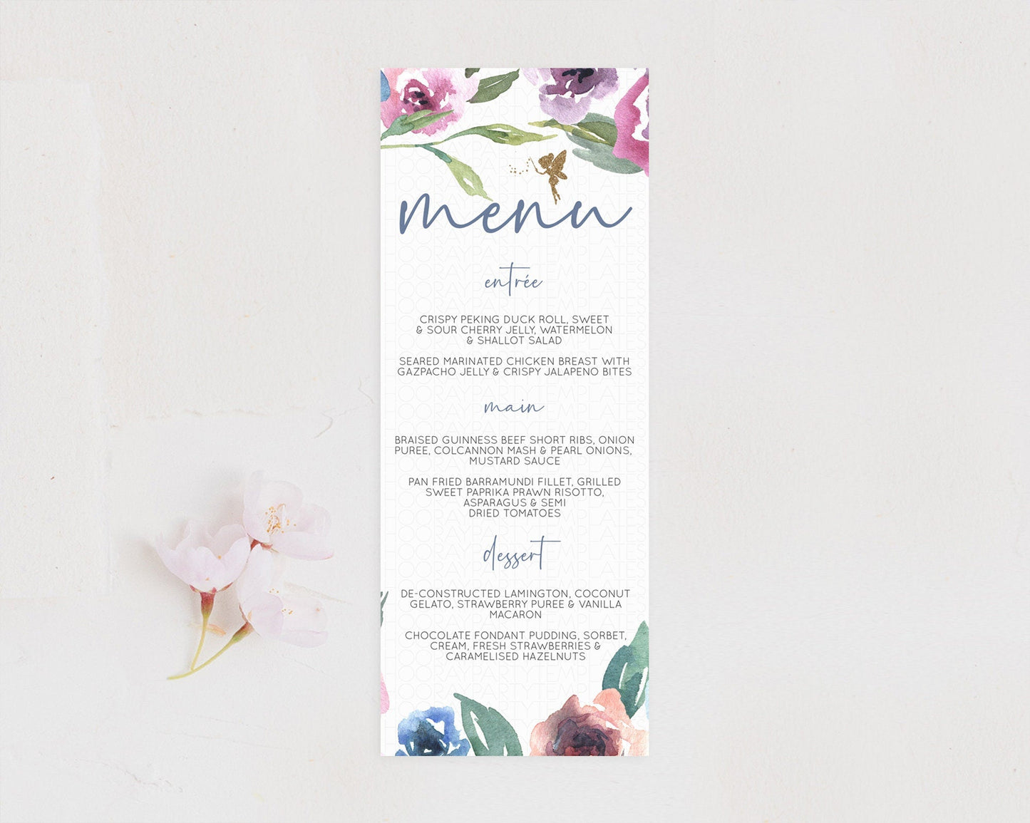 Fairy Menu Fairy Menu Template Enchanted Garden Pastel Floral Butterfly Table Decor Fairy Secret Garden Dinner Dessert Food Menu D10188