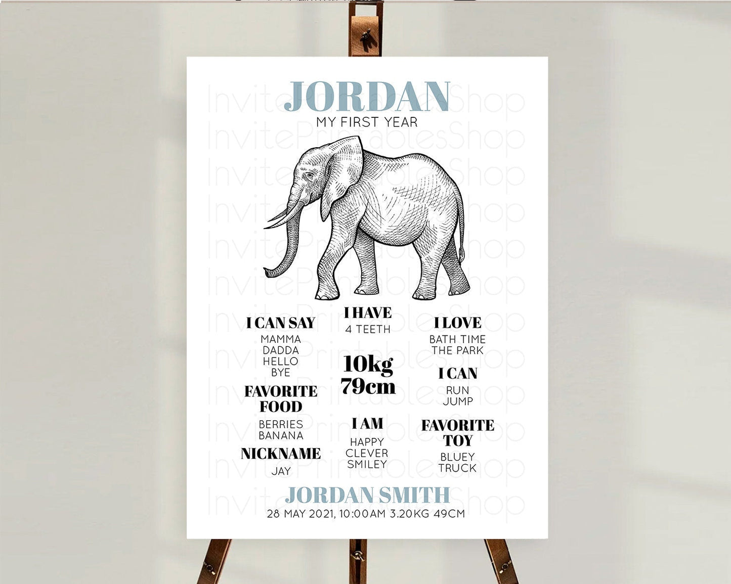 Elephant First Birthday Milestone Board Elephant Milestone Poster One Wild Year Safari Adventure Elephant Zoo Birthday Welcome Sign D10248