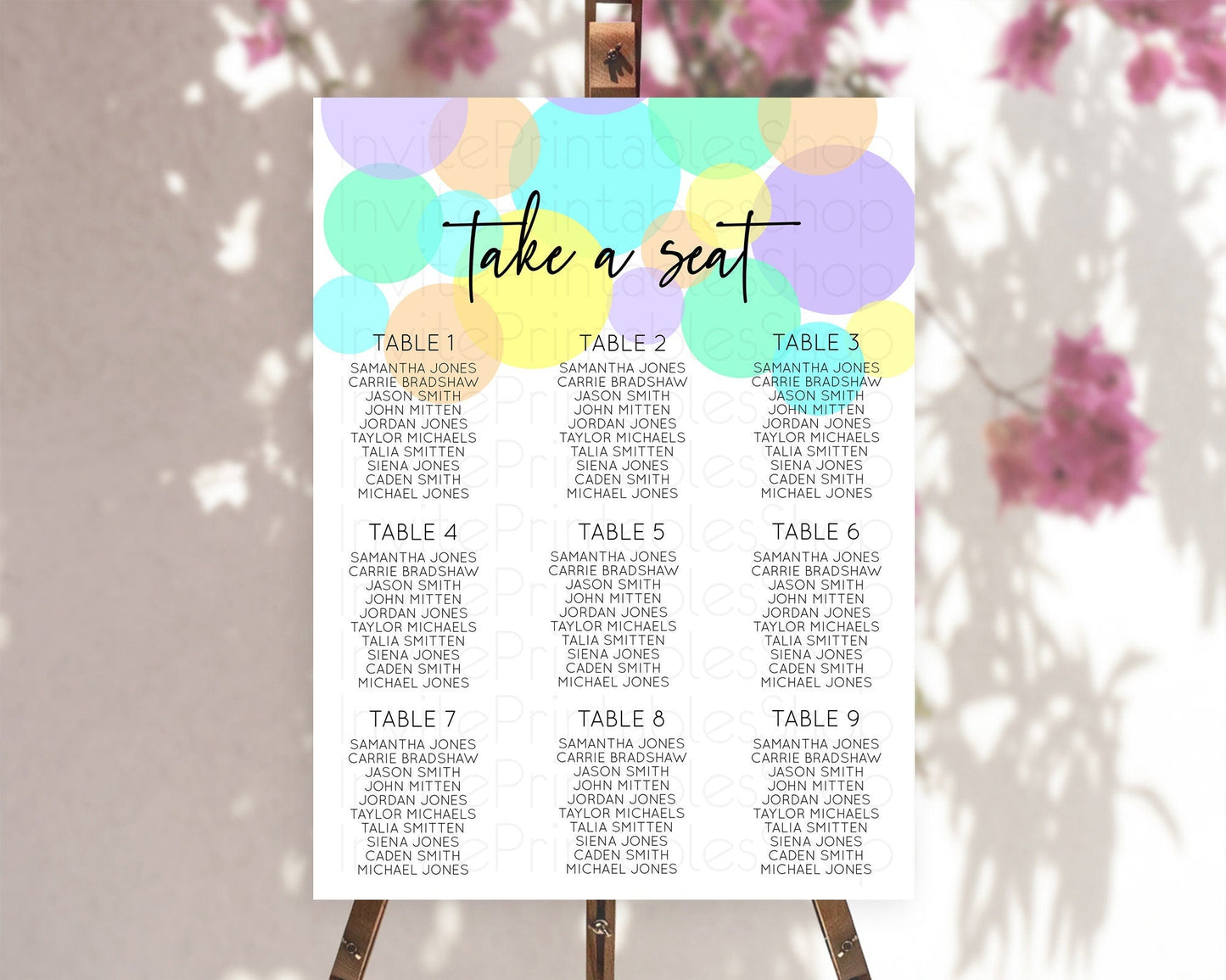 Pastel Seating Chart Pastel Confetti Seating Chart Bubbles Sprinkles Seating Sign Colorful Rainbow Decor Confetti Seating Board D10415