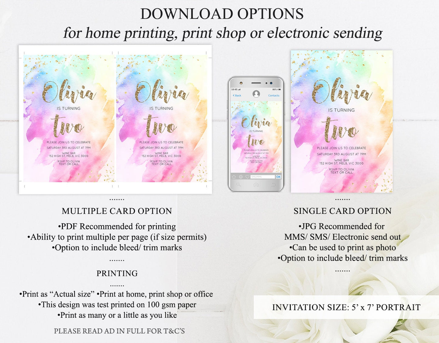 Rainbow Birthday Invitation Pastel Rainbow Birthday Invitation Ombre Watercolor Invite Colorful Splash Glitter Sprinkles 1st 2nd 3rd g504