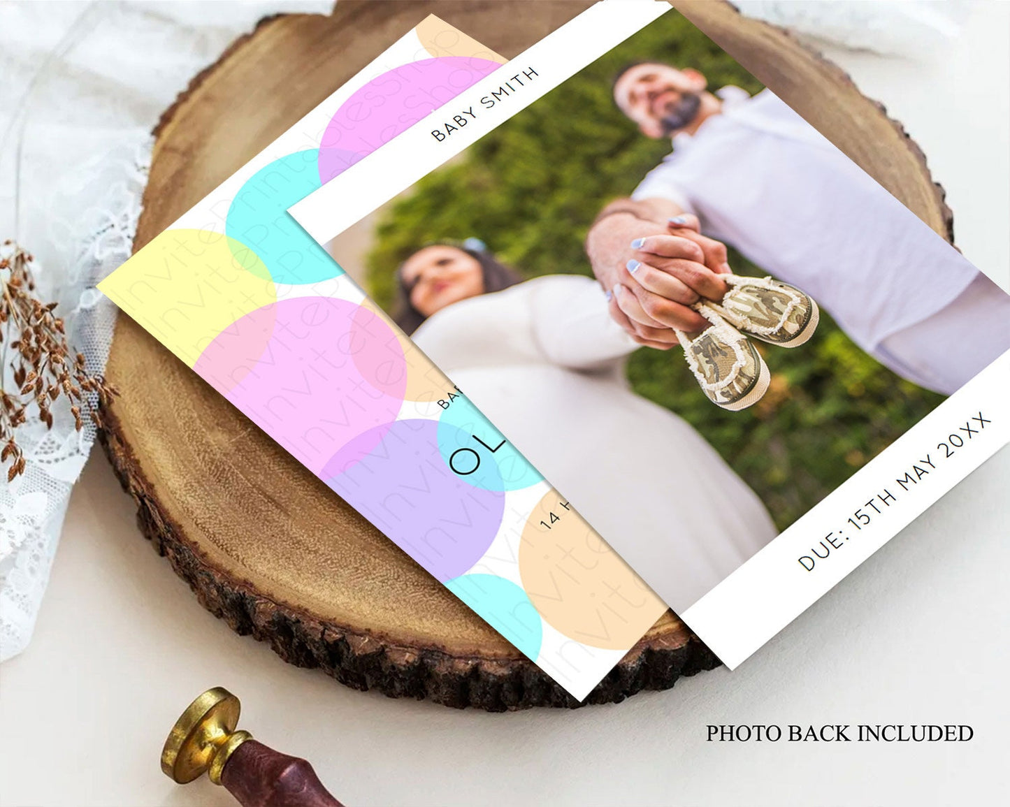 Pastel Rainbow Baby Shower Invitation, Confetti, Sprinkles, Bubbles Pink, Blue, Yellow Cute for Boy or Girl Gender Reveal Celebration D10406