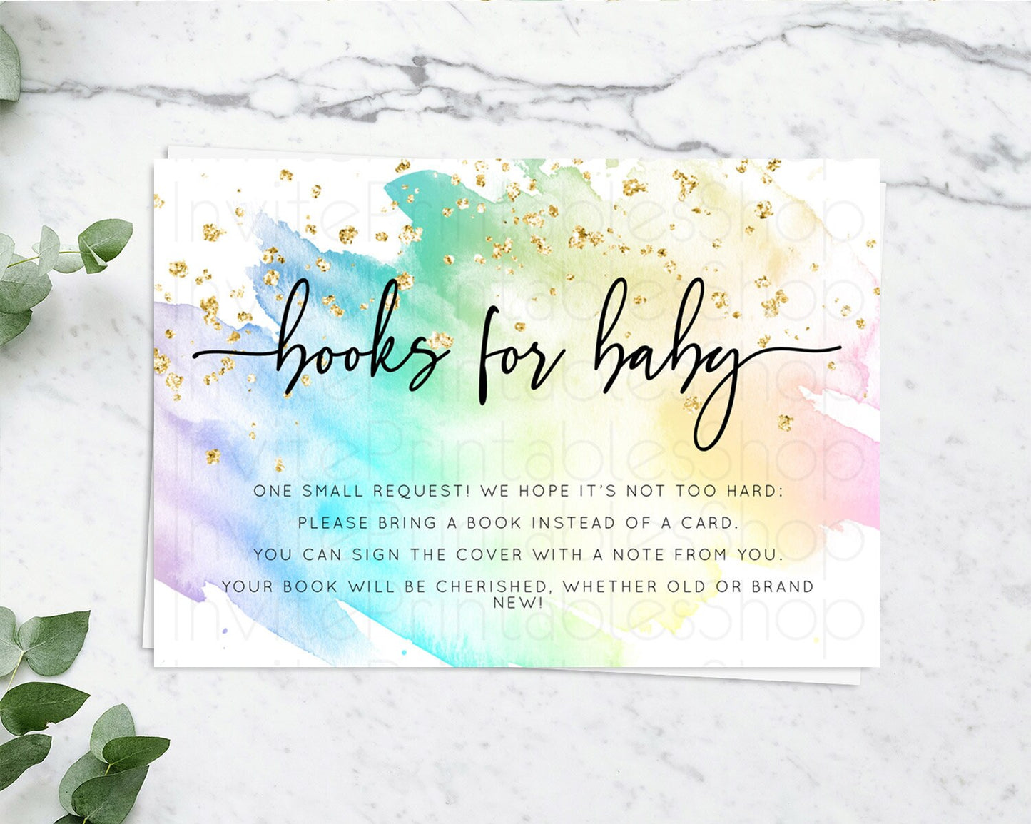 Pastel Books For Baby Card Pastel Rainbow Book Insert Colorful Ombre Watercolor Book Card Confetti Glitter Baby Book Poem Request D10256