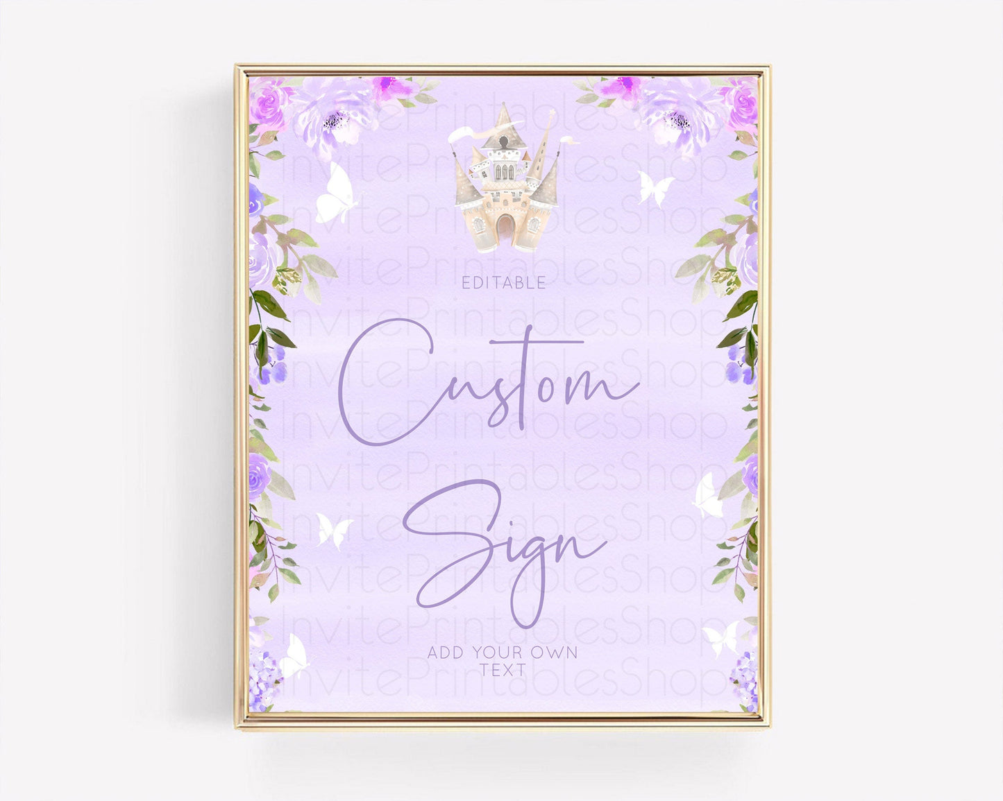 Purple Princess Party Table Sign Decor Secret Garden Enchanted Castle Pastel Floral Royal Party For 1st Birthday Baptism Baby Shower D10339
