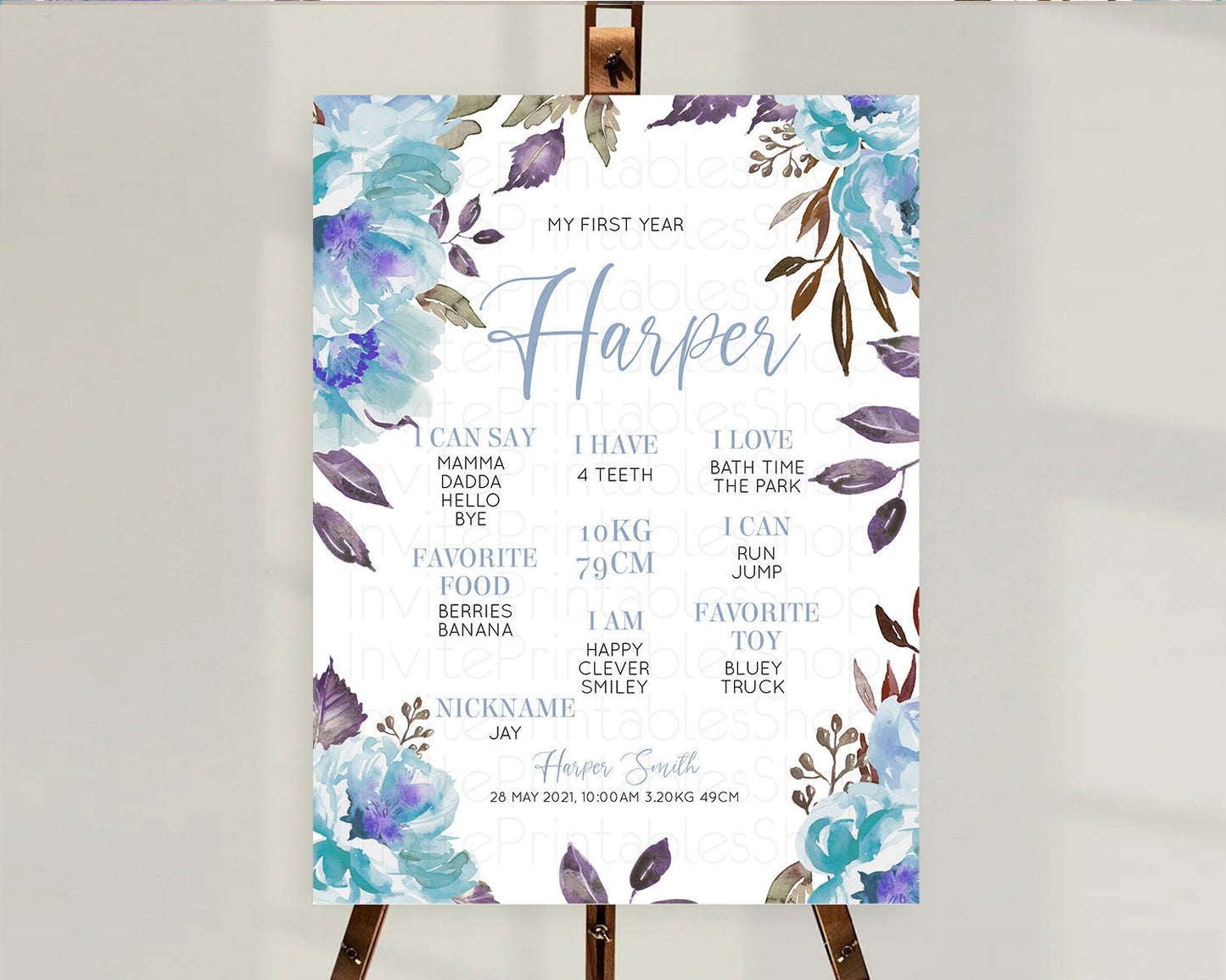 Secret Garden Milestone Board Wildflower First Birthday Milestone Poster Pastel Flowers Milestone Boho Wildflower 1st Birthday Sign D10730