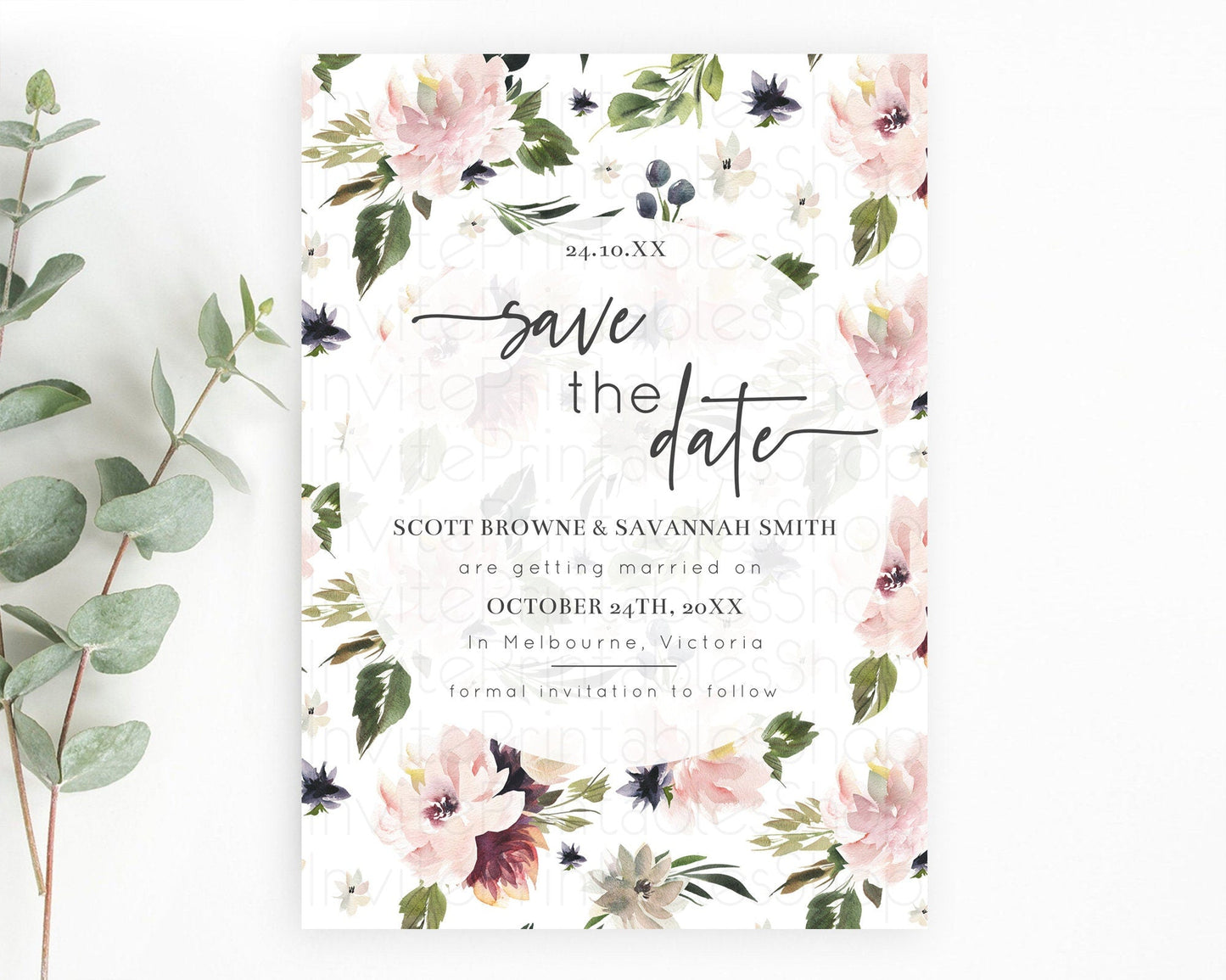 Wildflower Save The Date Template Secret Garden Save The Date Pastel Floral Garden Party Boho Flowers Birthday Baby Shower Wedding D10538