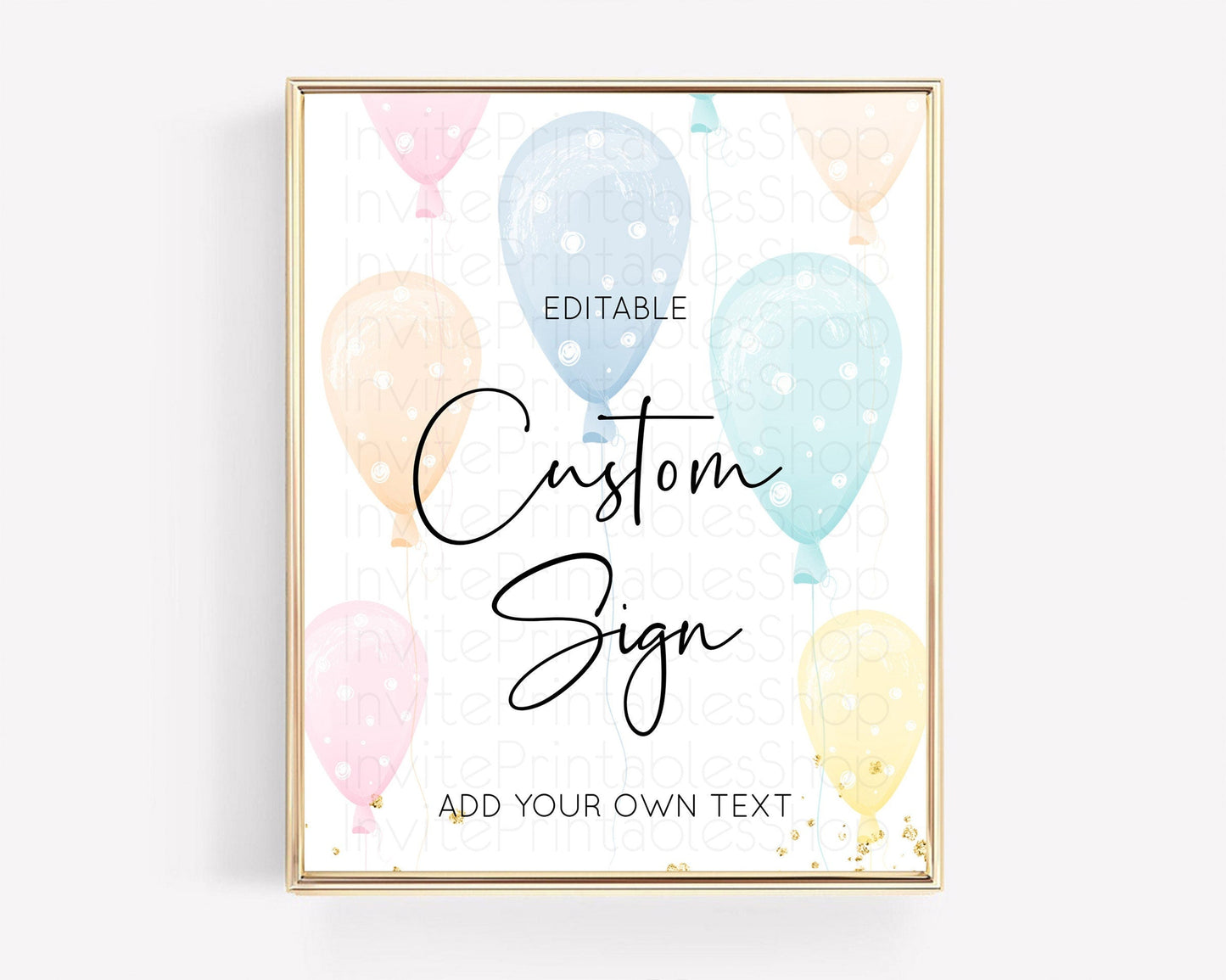 Pastel Balloons Sign Template Rainbow Confetti Balloon Party Colorful Balloon Table Sign Decor 8x10 Birthday Baby Shower Baptism D10776
