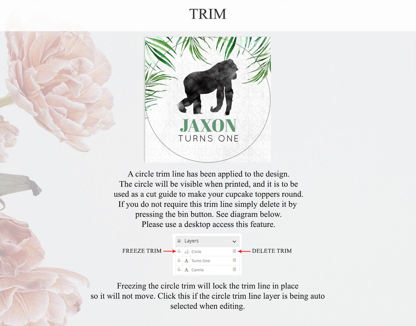 Gorilla Cupcake Toppers Jungle Gorilla Cupcake Gorilla Party Decor Gorilla Jungle Adventure Zoo Green Palm Leaf Fern First Birthday D10840