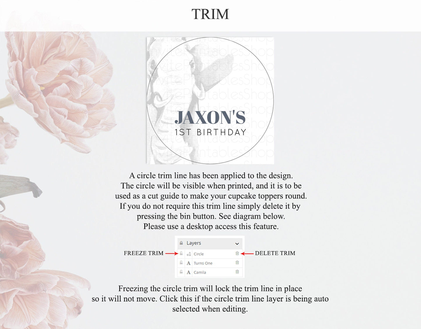 Elephant Cupcake Toppers Elephant Cupcake Elephant Party Safari Adventure Elephant Cupcake Topper Elephant Decor Zoo Fern Palm Leaf D10292