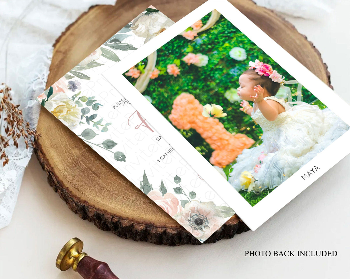 Secret Garden Baptism Invitation Wildflower Baptism Birthday Invite Pastel Flowers Christening Invite Enchanted Garden Boho Floral D10121