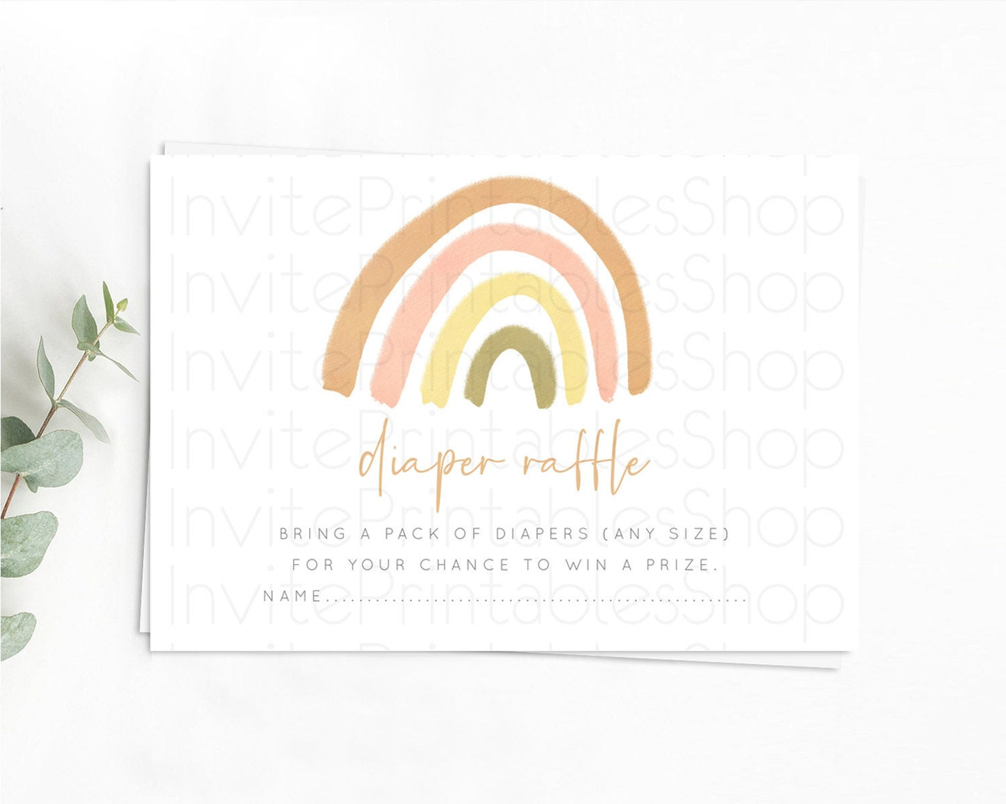 Pastel Rainbow Diaper Raffle Card Boho Rainbow Diaper Insert Boho Rainbow Diaper Ticket Pastel Watercolor Baby Shower Raffle Game D10684