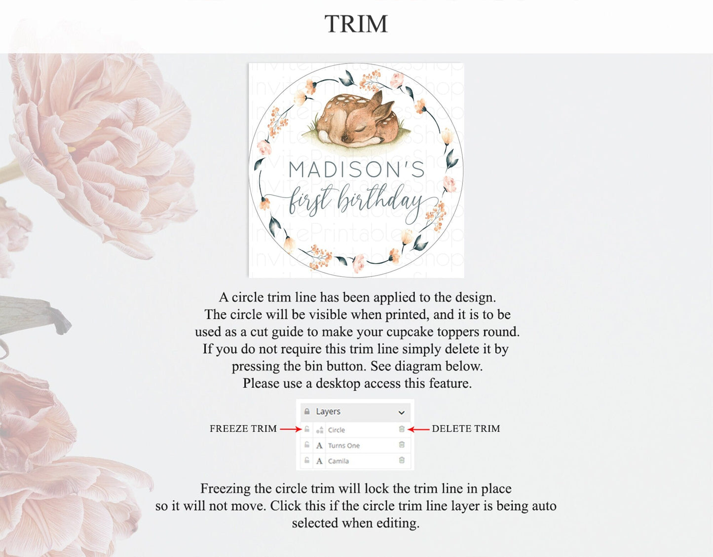 Fawn Cupcake Toppers Deer Cupcake Toppers Enchanted Forest Party Butterfly Pastel Flowers Woofland Cupcake Toppers First Birthday D10790