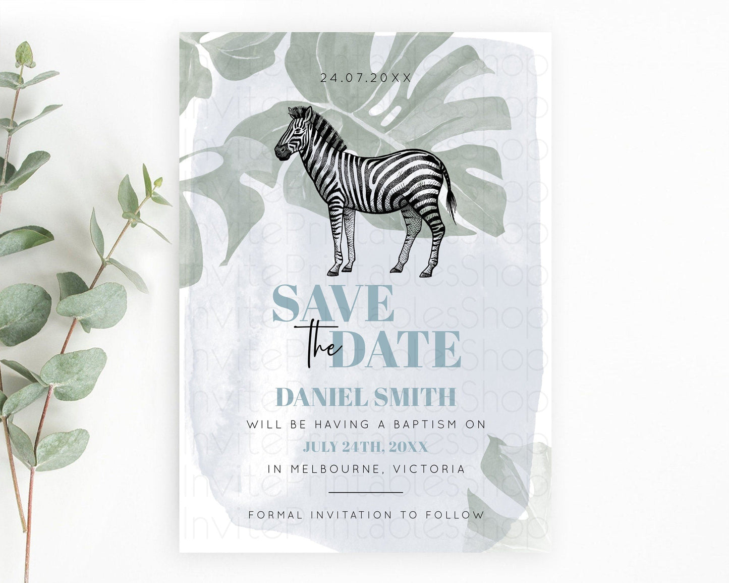 Zebra Save The Date Template Zebra Party Save The Date Safari Adventure Zebra Minimal Theme For 1st Birthday Baptism Baby Shower D10814