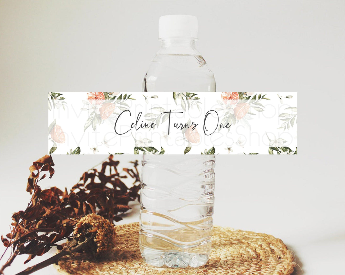 Editable Citrus Water Label Template Lemon Orange Party Decor Citrus Floral