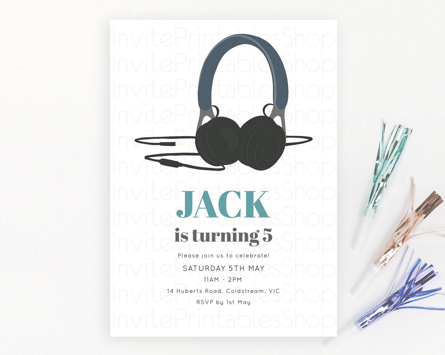 DJ Birthday Invitation DJ Headphones Birthday Invitation Zoom Party Invitation Techno House Dance Music Club Disco Electro Party D10871