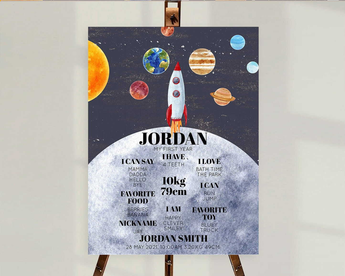 Space First Birthday Milestone Poster Space Milestone Board First Trip Around the Sun Planets Solar System ONE year Birthday Sign D10430