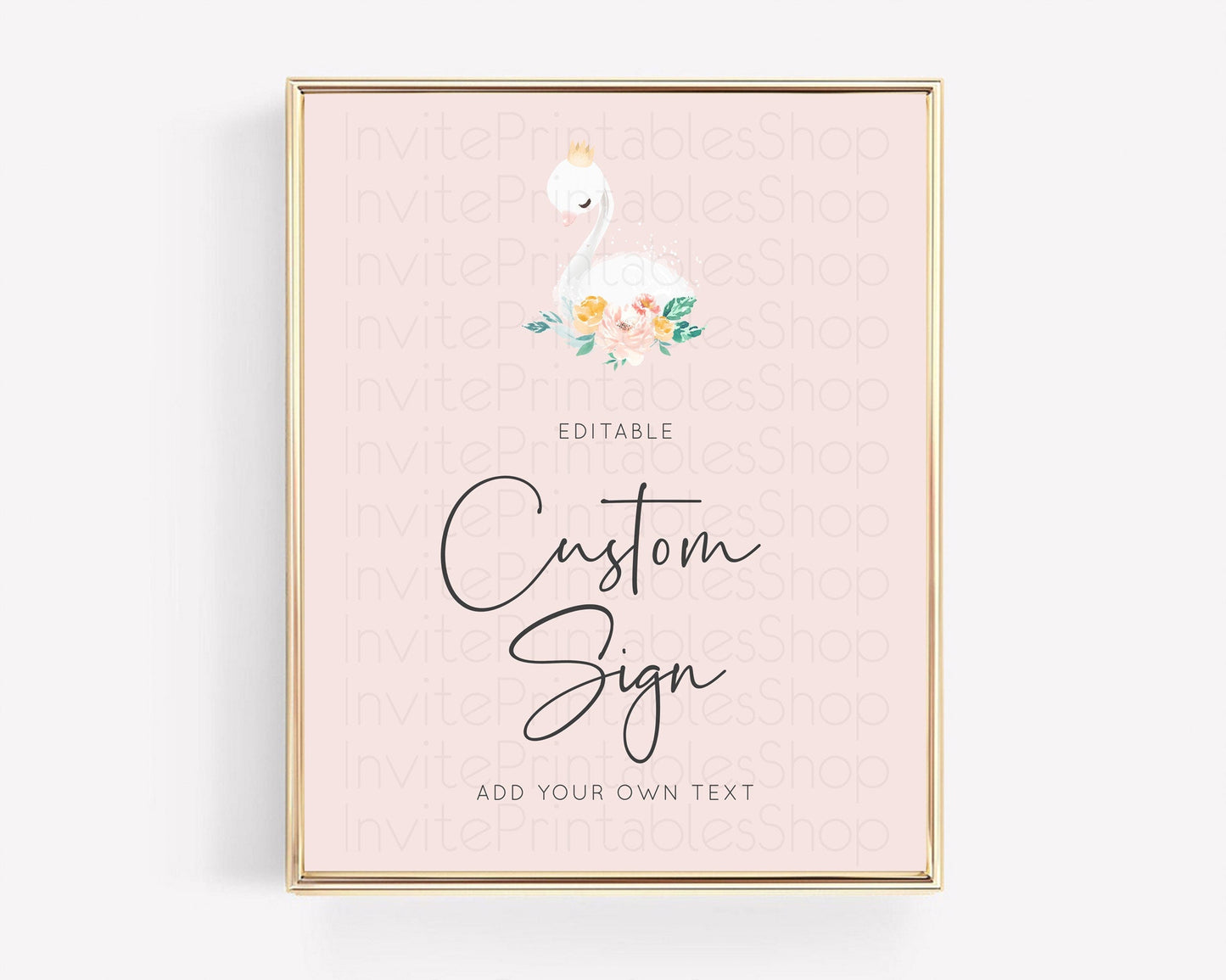 Swan Table Sign Decor Swan Princess Ballet Party Enchanted Swan Lake Secret Garden Pastel Floral 1st Birthday Baptism Baby Shower D10388