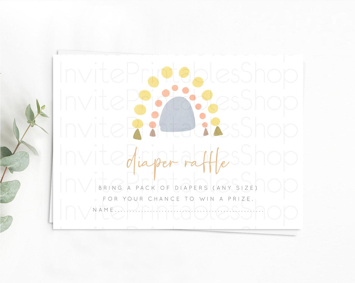 Pastel Rainbow Diaper Raffle Card Boho Rainbow Diaper Insert Boho Rainbow Diaper Ticket Pastel Watercolor Baby Shower Raffle Game D10688