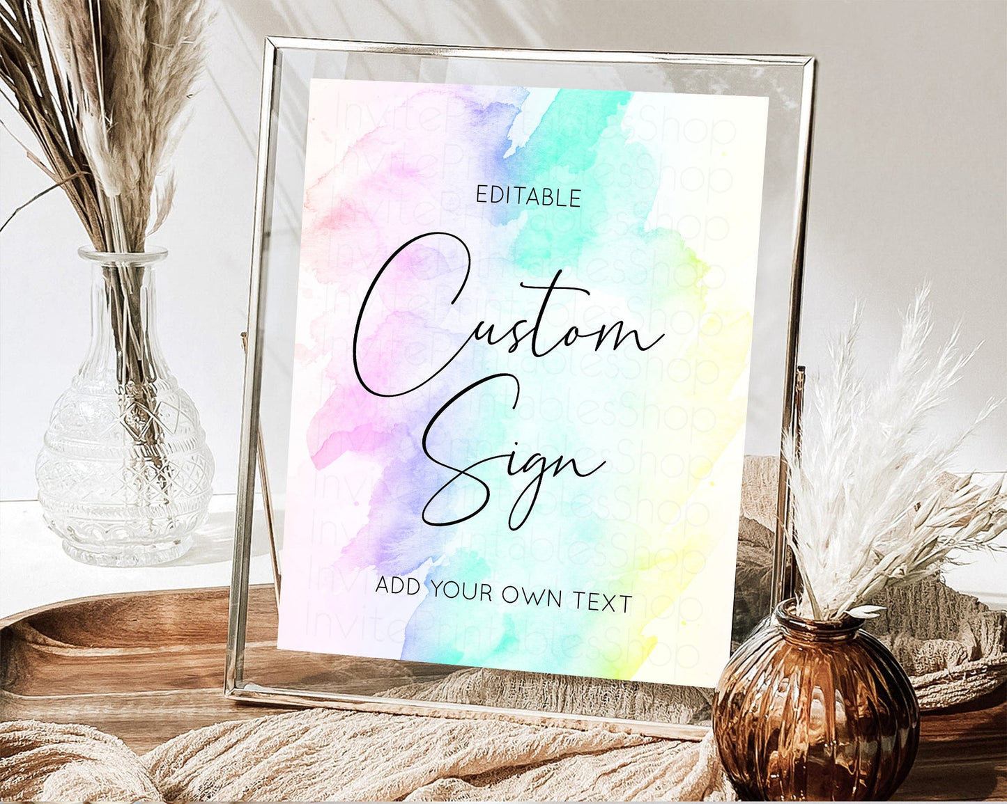 Pastel Rainbow Sign Cards Gifts Sign Table Signs Diaper Sign Books Sign Food Sign Custom Sign Glitter Wedding Birthday Baby Shower 8x10 C210