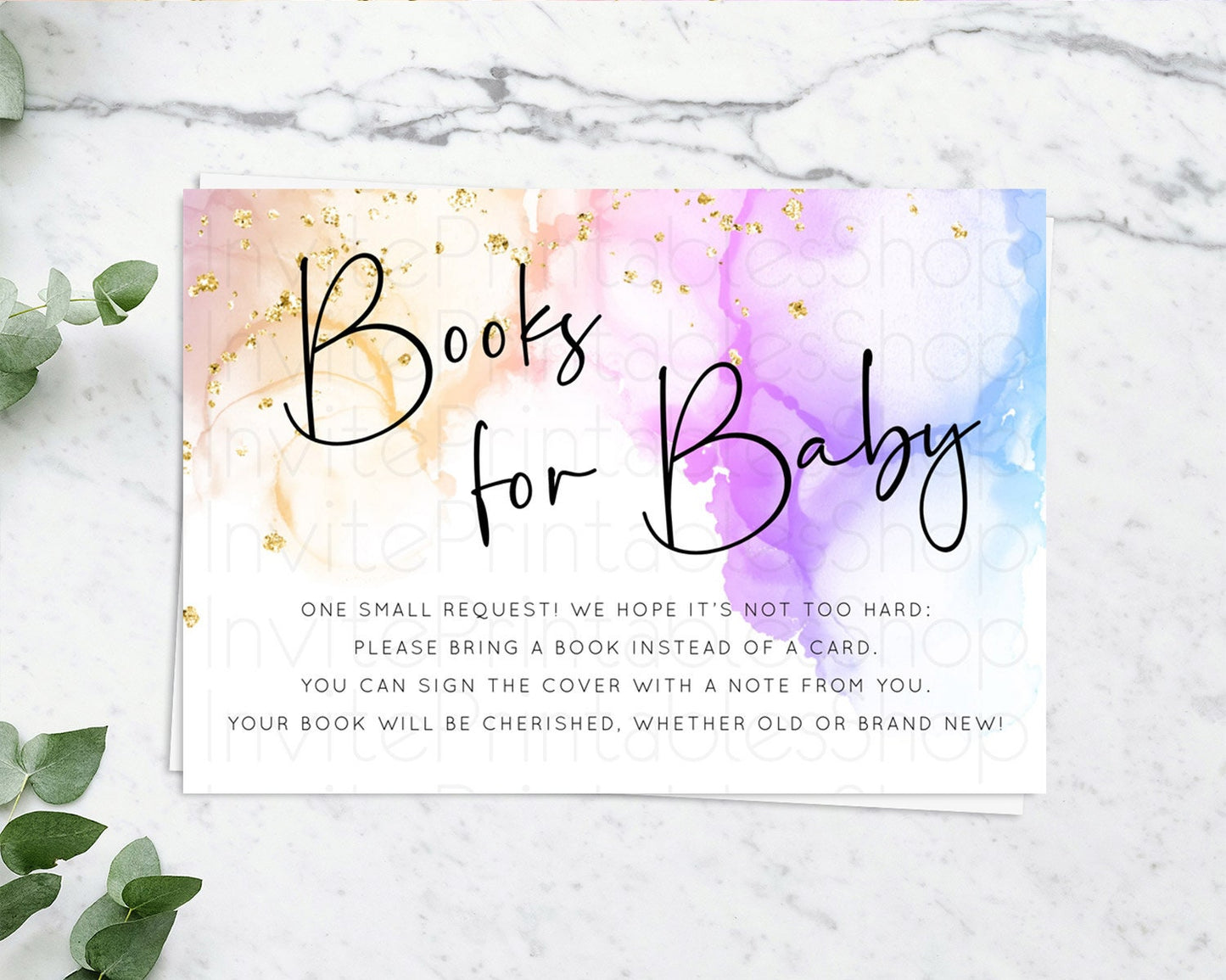 Pastel Books For Baby Card Pastel Rainbow Book Insert Colorful Ombre Watercolor Book Card Confetti Glitter Baby Book Poem Request D10180