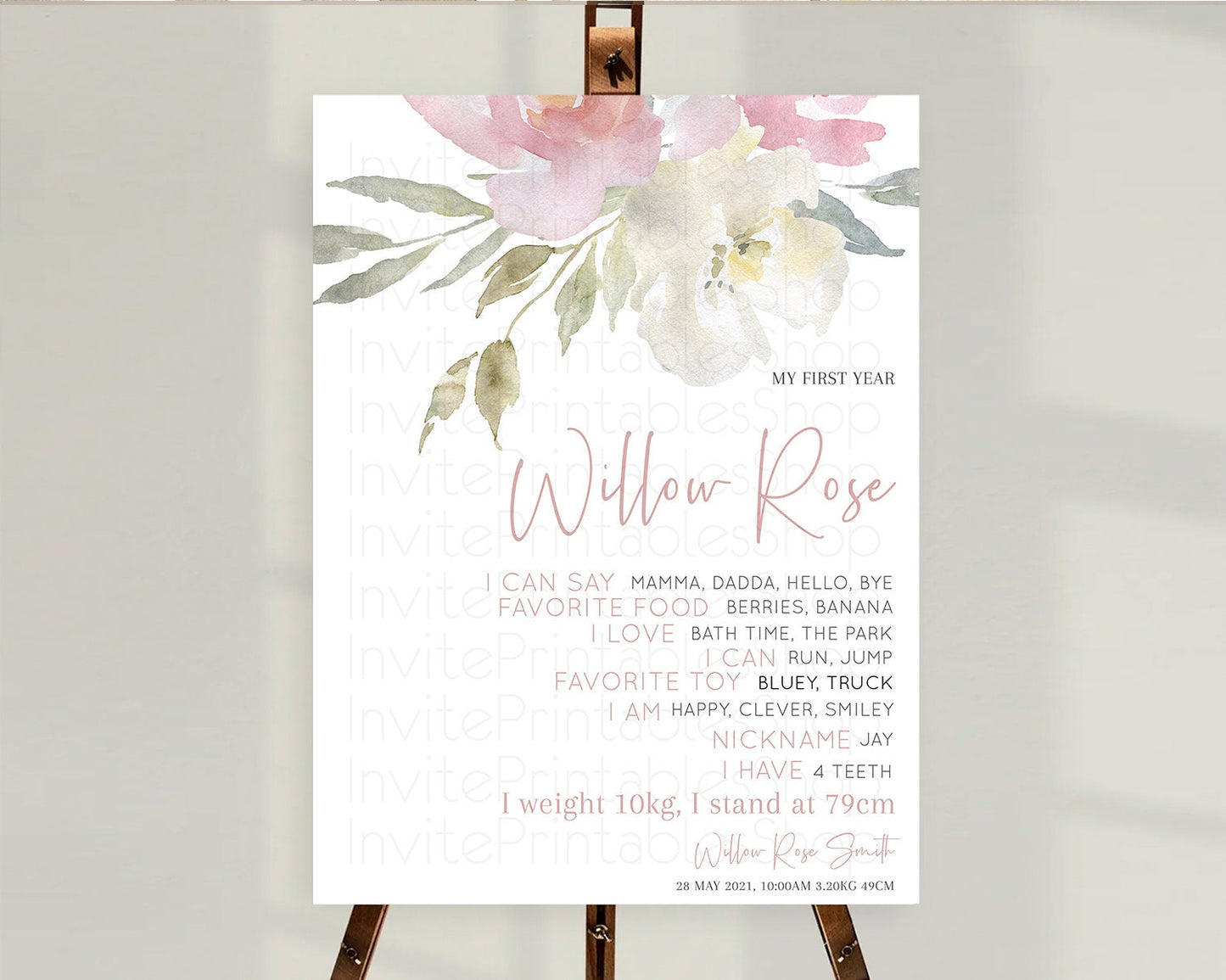 Secret Garden Milestone Board Wildflower First Birthday Milestone Poster Pastel Flowers Milestone Boho Wildflower 1st Birthday Sign D10183