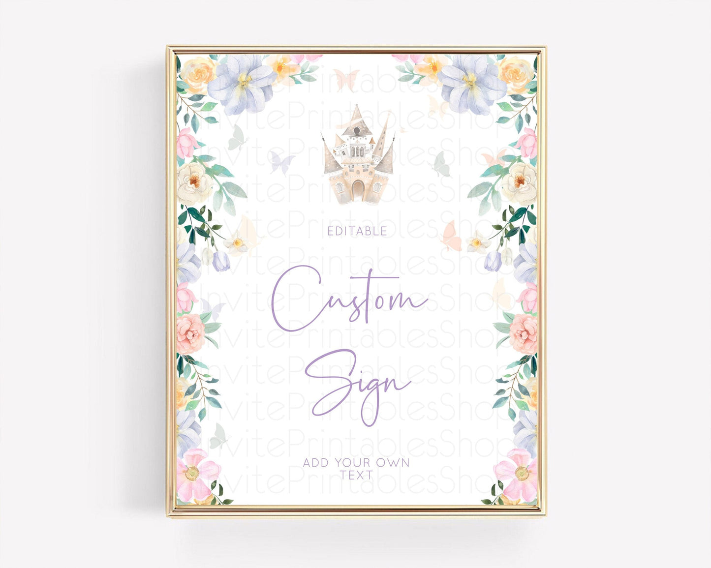 Princess Party Table Sign Decor Secret Garden Enchanted Castle Pastel Floral Royal Party For 1st Birthday Baptism Baby Shower D10473