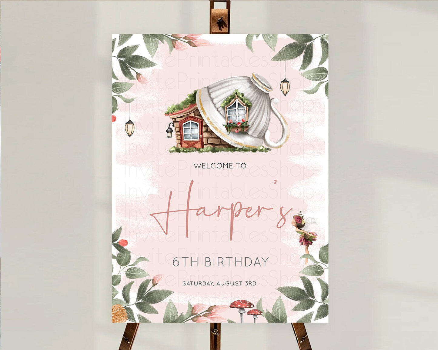 Fairy Welcome Sign Fairy Welcome Board Enchanted Garden Pastel Floral Butterfly Decor Secret Garden First Birthday Welcome Sign D10563