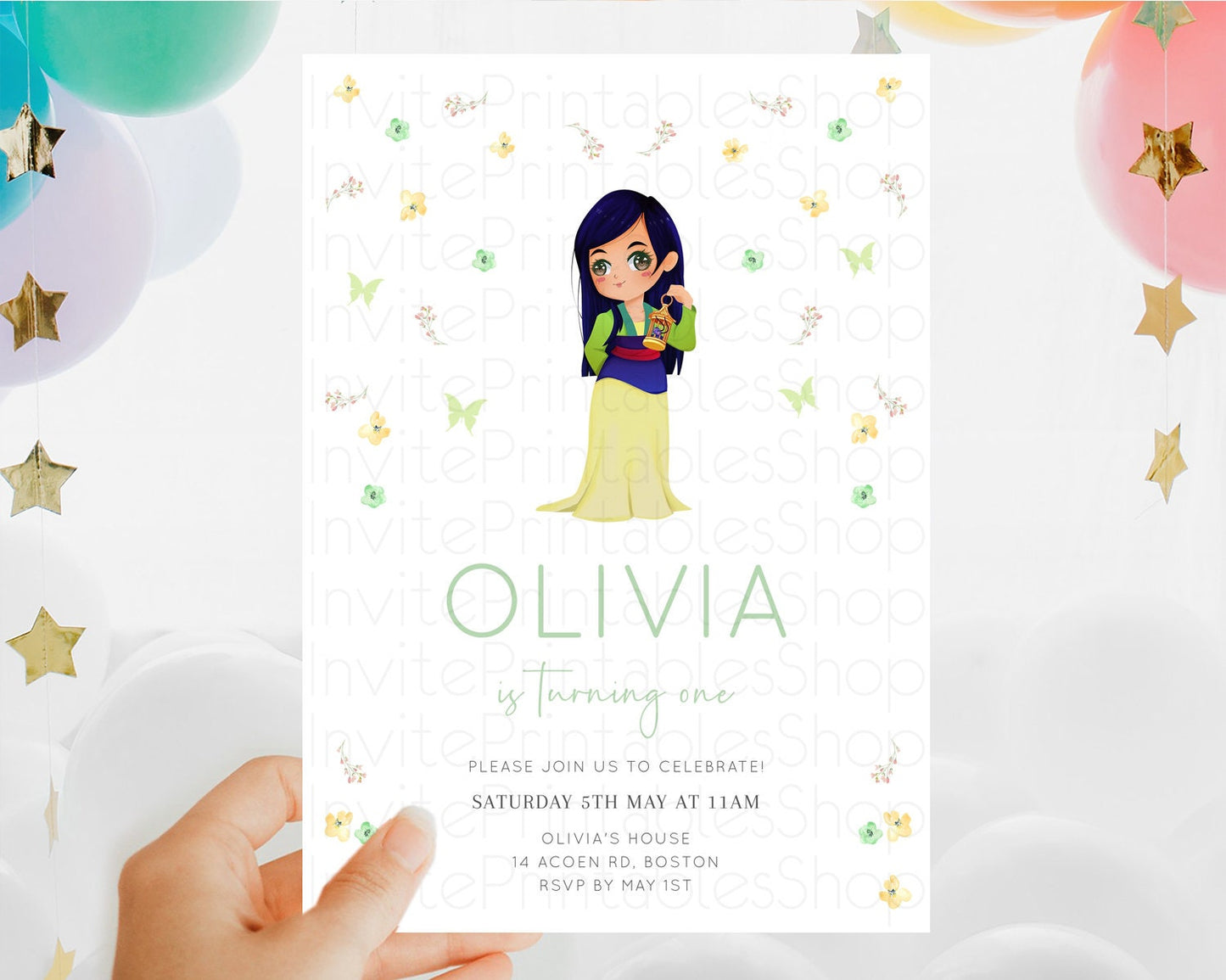 Princess Birthday Invitation Castle Invitation Royal Birthday Fairy Tale Enchanted Castle Pastel Floral Garden 1st First Birthday D10350