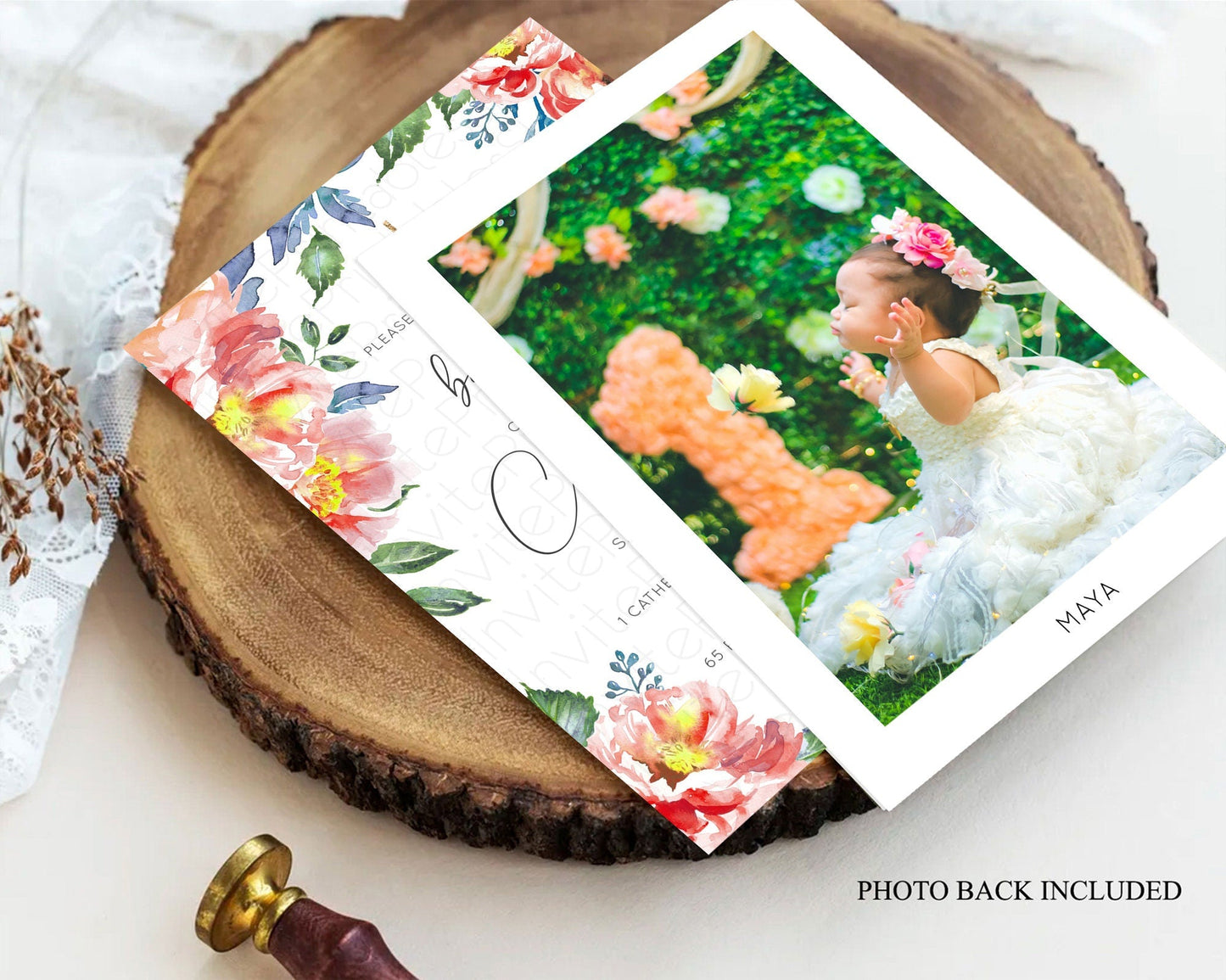 Secret Garden Baptism Invitation Wildflower Baptism Birthday Invite Pastel Flowers Christening Invite Enchanted Garden Boho Floral D10751