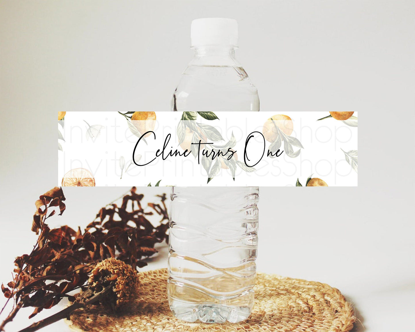 Editable Citrus Water Label Template Lemon Orange Party Decor Citrus Floral