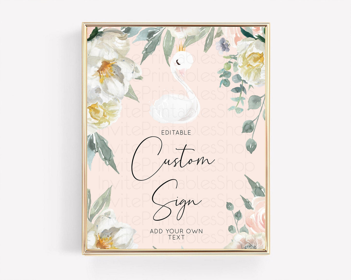 Swan Table Sign Decor Swan Princess Ballet Party Enchanted Swan Lake Secret Garden Pastel Floral 1st Birthday Baptism Baby Shower D10755