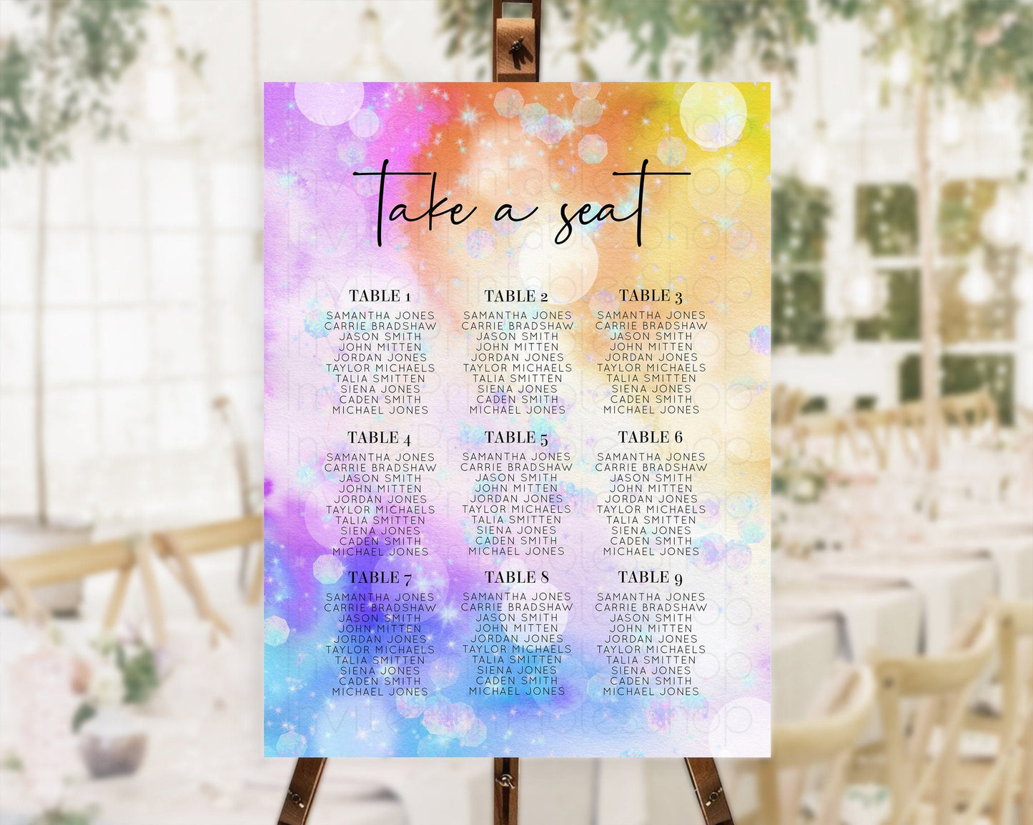 Rainbow Seating Chart Pastel Seating Chart Iridescent Sprinkles Colorful Pastel Watercolor Seating Sign Ombre Pastel Take A Seat D10690