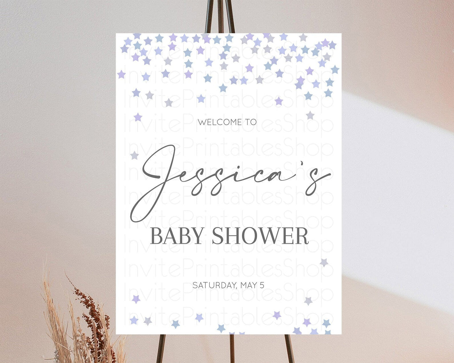 Star Baby Shower Welcome Board Pastel Stars Welcome Sign Shooting Star Rainbow Colorful Confetti Twinkle Little Star Welcome Sign D10341