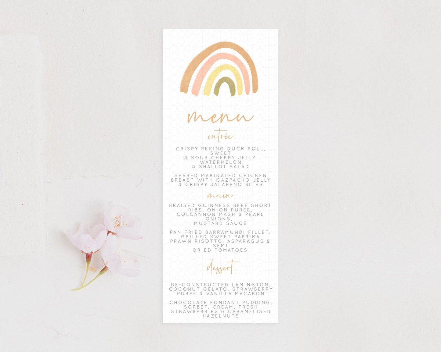Pastel Rainbow Menu Boho Rainbow Menu Template Rainbow Boho Table Decor Pastel Rainbow Dinner Dessert Menu Rainbow Party Food Menu D10684