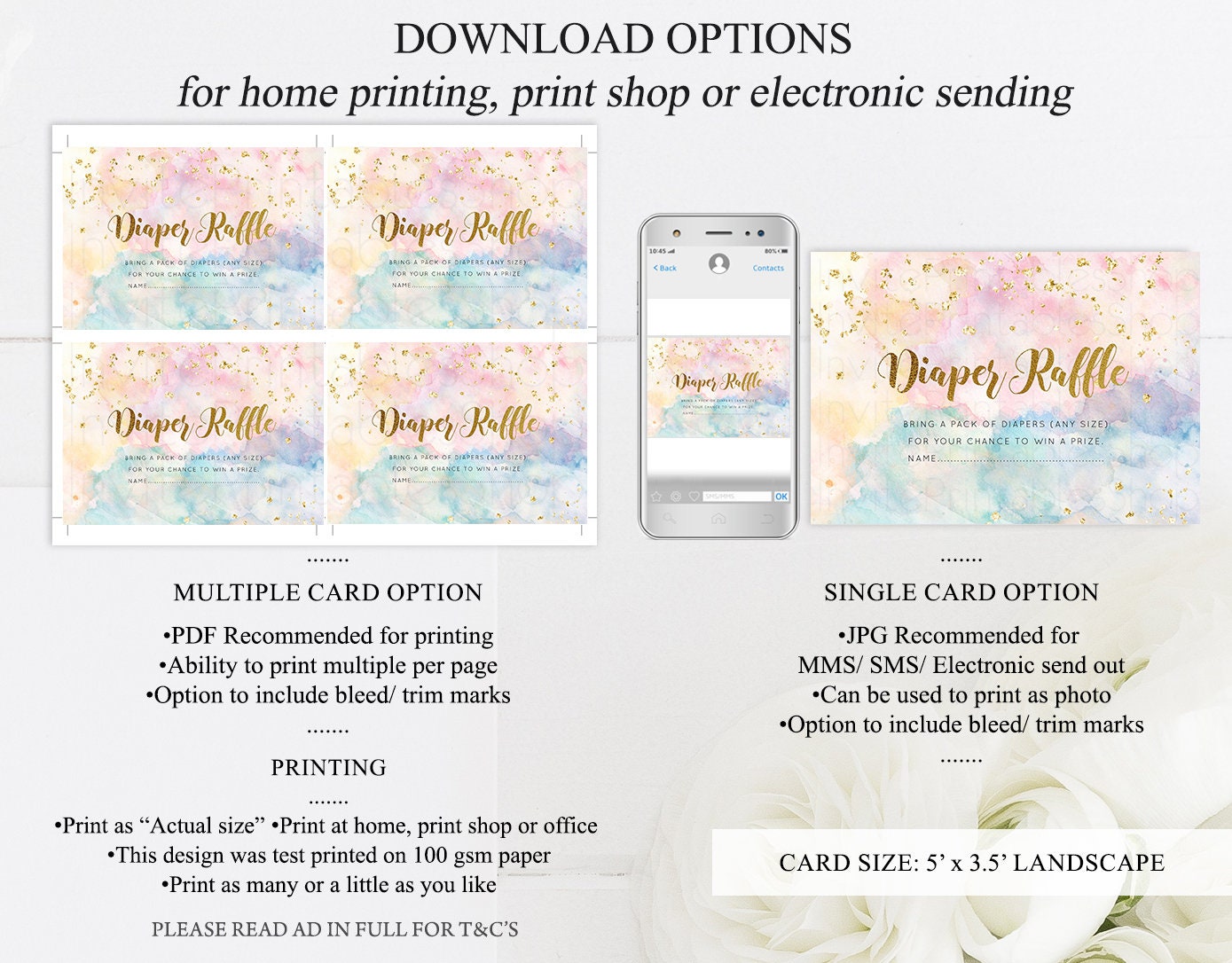 Rainbow Diaper Raffle Request Pastel Diaper Card Poem Diaper Game Card Baby Shower Diaper Insert Watercolor Pastel Diaper Insert 276