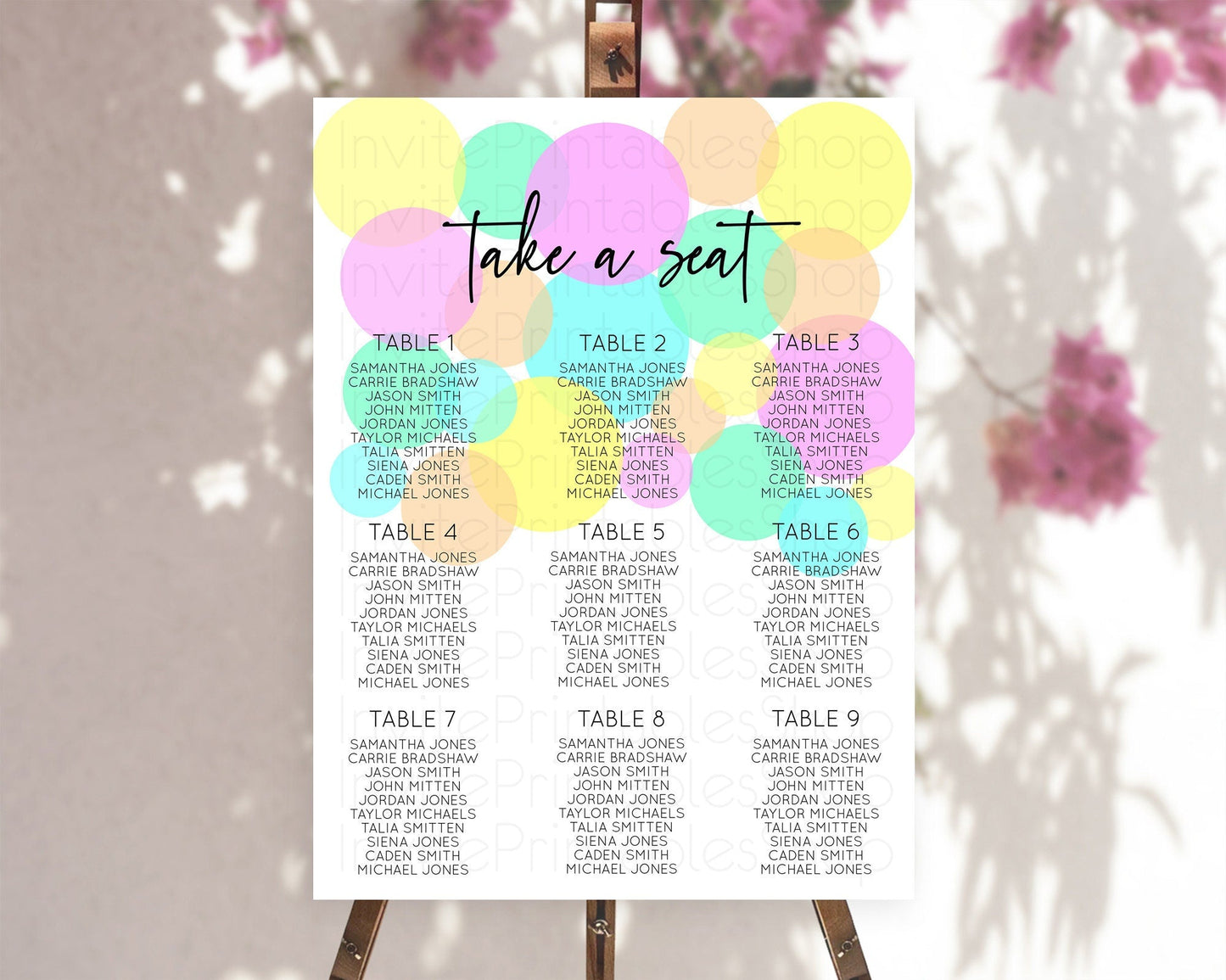 Pastel Seating Chart Pastel Confetti Seating Chart Bubbles Sprinkles Seating Sign Colorful Rainbow Decor Confetti Seating Board D10410