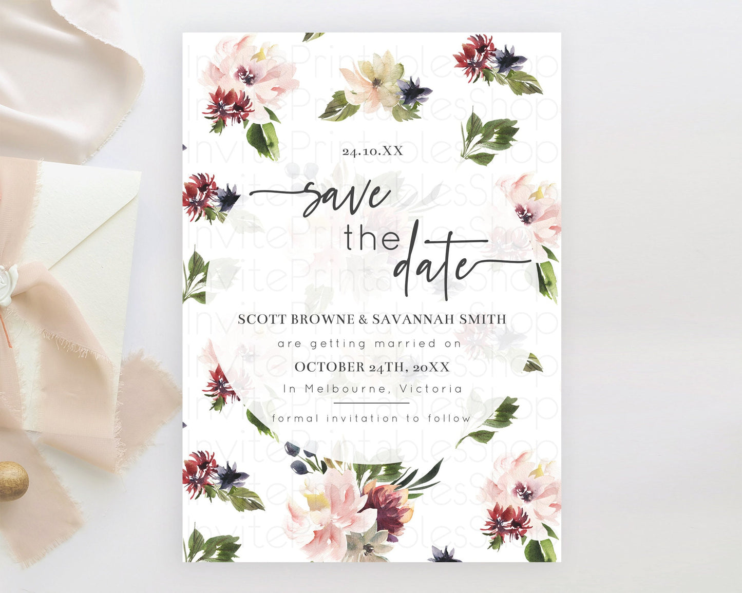 Wildflower Save The Date Template Secret Garden Save The Date Pastel Floral Garden Party Boho Flowers Birthday Baby Shower Wedding D10538