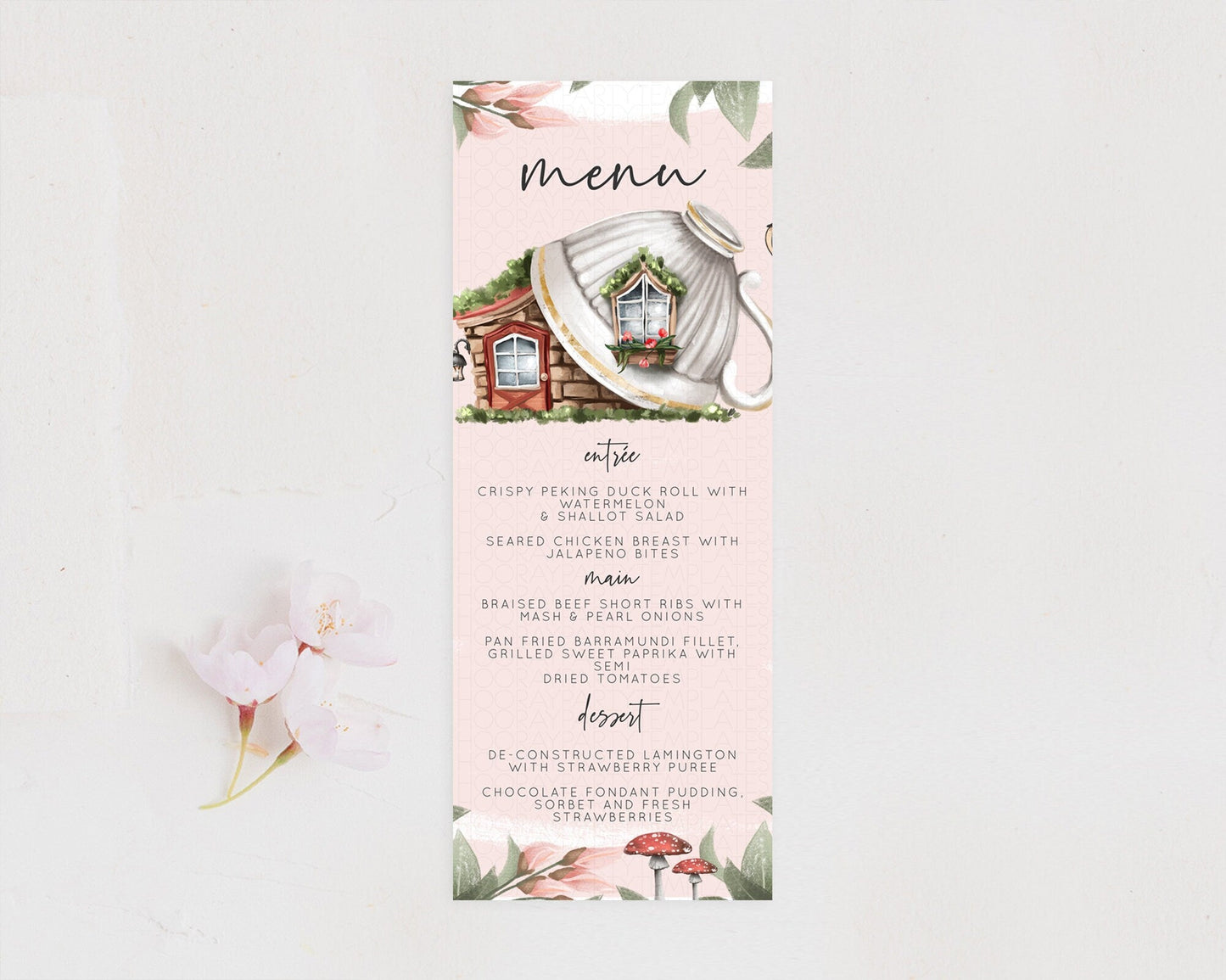 Fairy Menu Fairy Menu Template Enchanted Garden Pastel Floral Butterfly Table Decor Fairy Secret Garden Dinner Dessert Food Menu D10563
