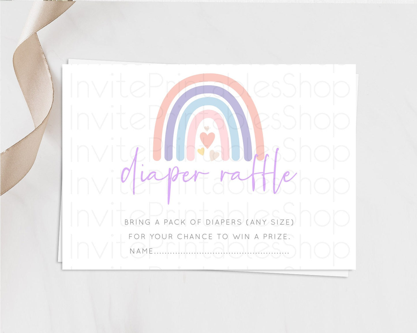 Pastel Rainbow Diaper Raffle Card Boho Rainbow Diaper Insert Boho Rainbow Diaper Ticket Pastel Watercolor Baby Shower Raffle Game D10788
