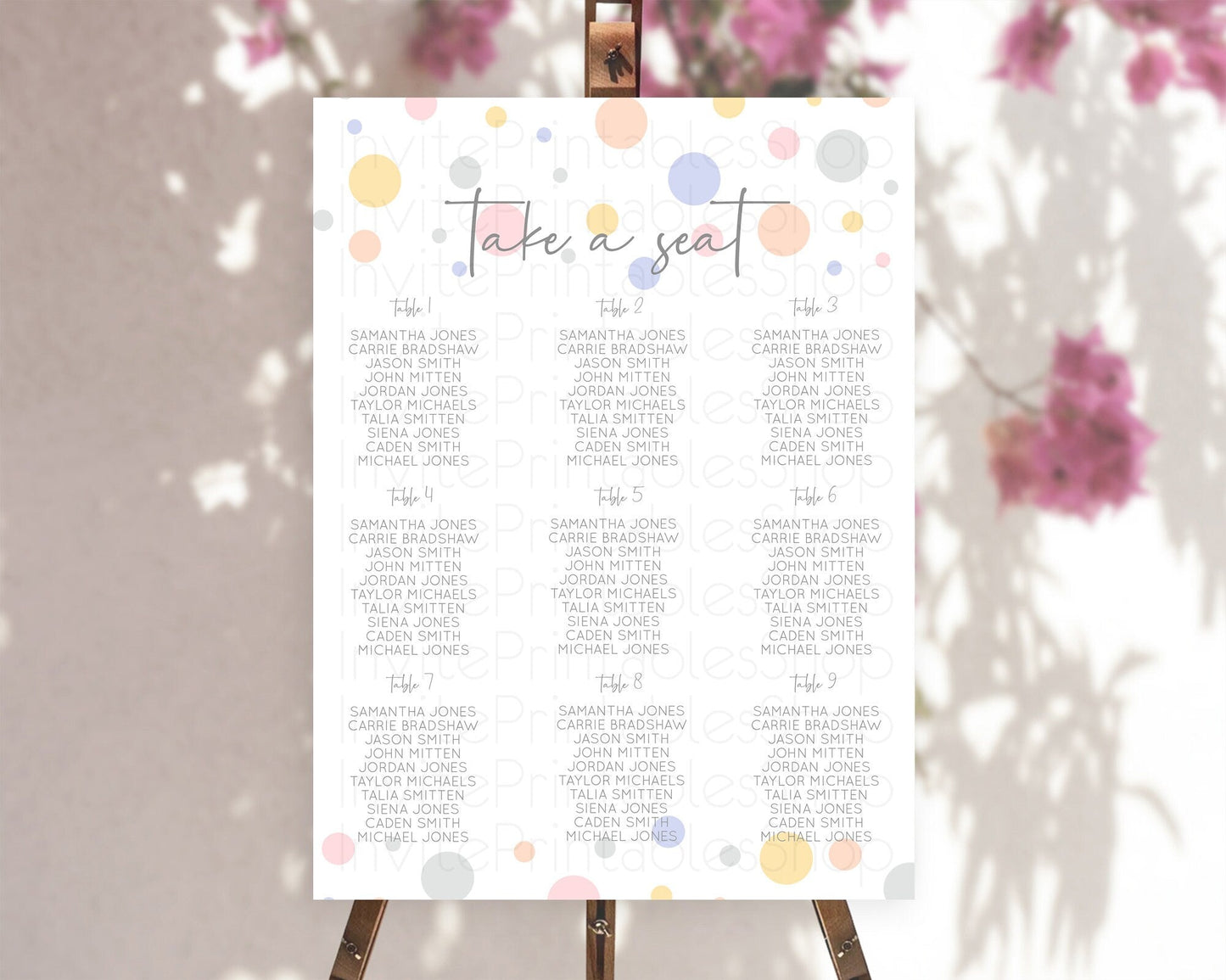 Pastel Seating Chart Pastel Confetti Seating Chart Bubbles Sprinkles Seating Sign Colorful Rainbow Decor Confetti Seating Board D10759