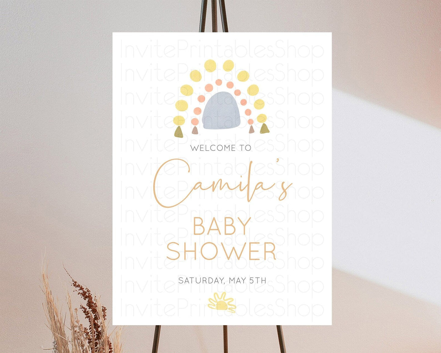Pastel Rainbow Baby Shower Welcome Sign Boho Rainbow Welcome Board Rainbow Welcome Sign Pastel Welcome Decor Rainbow Welcome Sign D10688