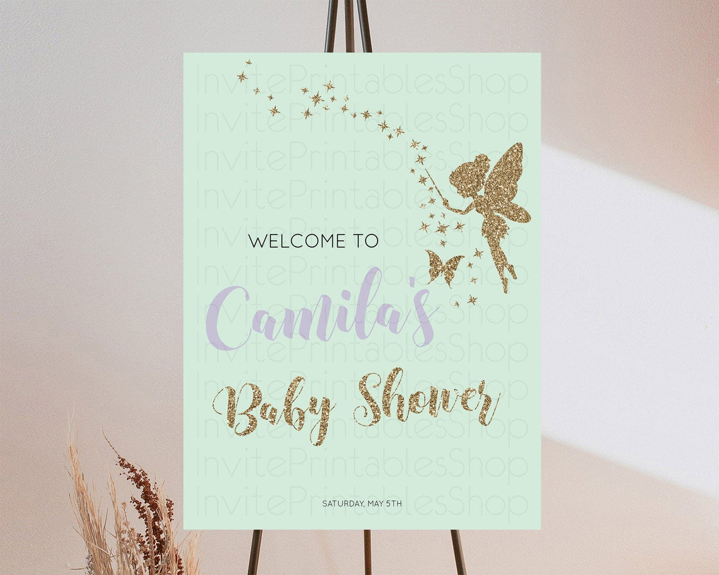 Fairy Baby Shower Welcome Sign Fairy Welcome Board Enchanted Garden Pastel Floral Butterfly Decor Secret Garden Fairy Welcome Sign D10908