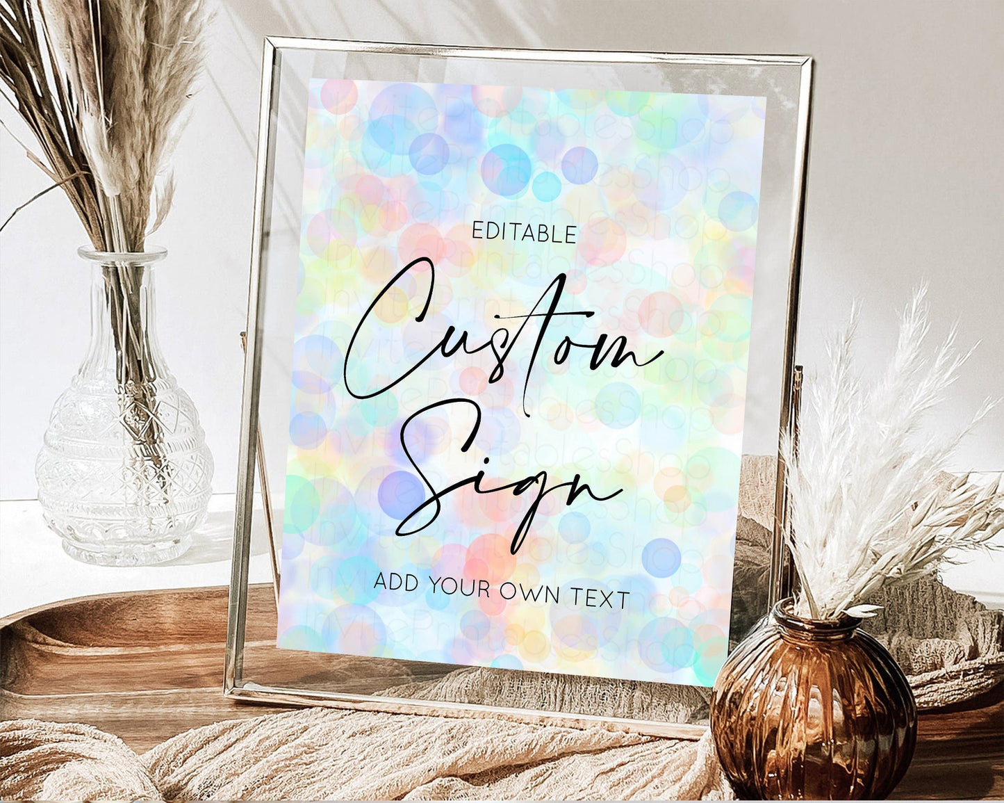Pastel Rainbow Sign Cards Gifts Sign Table Signs Diaper Sign Books Sign Food Sign Custom Sign Glitter Wedding Birthday Baby Shower 8x10 T500