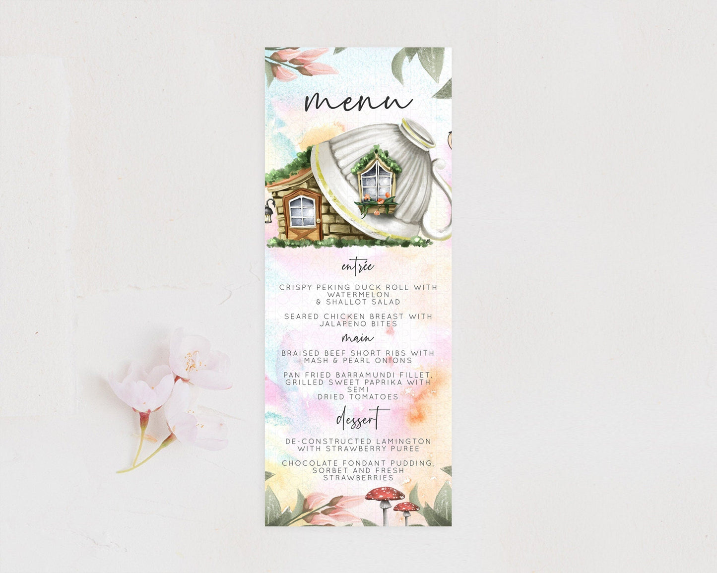 Fairy Menu Fairy Menu Template Enchanted Garden Pastel Floral Butterfly Table Decor Fairy Secret Garden Dinner Dessert Food Menu D10555