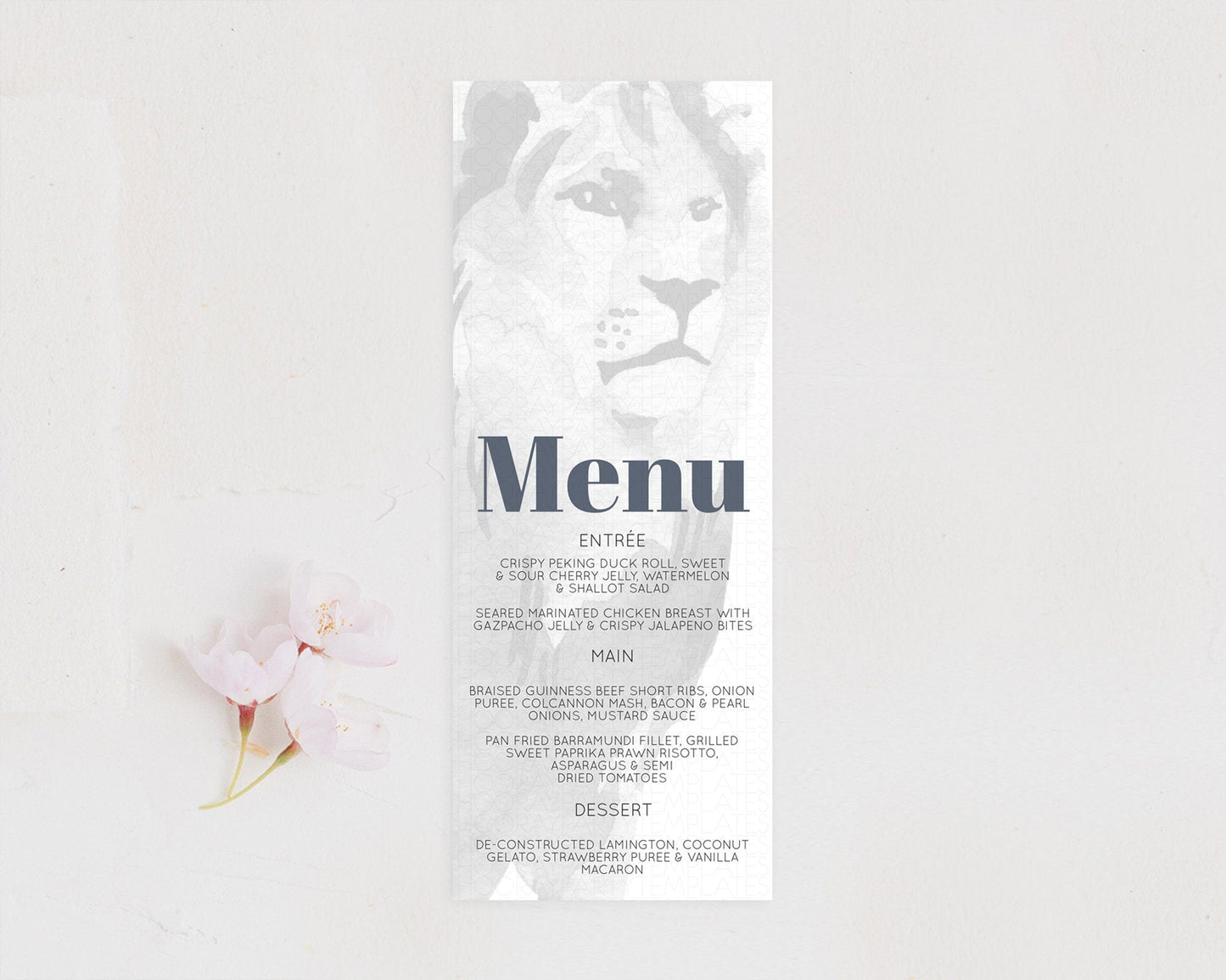 Lion Menu Lion Menu Template Lion Party Table Decor Safari Adventure Lion Menu Dried Palm Fern Lion Dinner Dessert Party Food Menu D10299